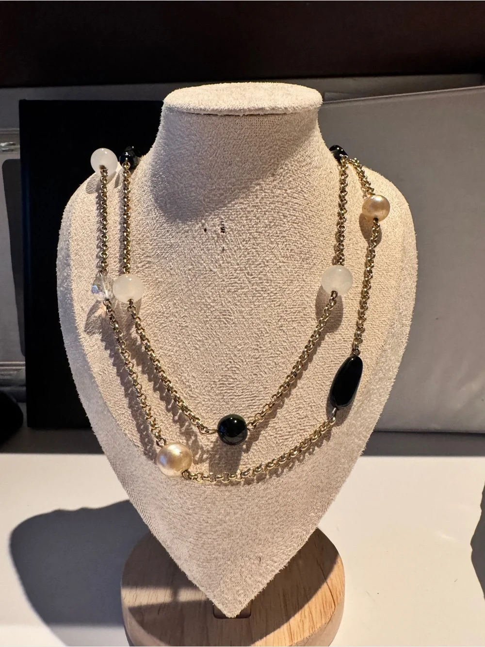 Multi-Strand Black and Gold Bead Necklace - Picture 6 of 13